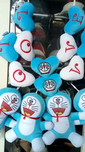 Paket Murah Doraemon 4 + 2 Renceng Love Gantungan Hiasan Kaca Mobil