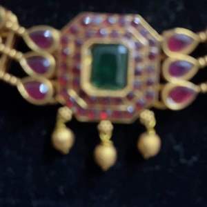 Necklace / High Neck Chocker Premium Quality Mate Collection Rubby & Emerald Green Stones