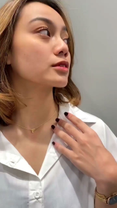 Kalung Inisial Alfabeth Mini Titanium Lapis Emas & Monel Anti Karat