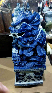 สิงโตคู่ เซรามิคงานกังไส งานว่าฝีมือhand painting