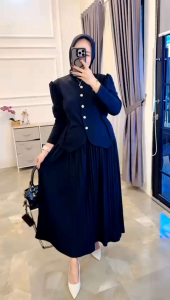 youras setrok muslim wanita plisket kaos knit rajut import atasan kancing cantik kekinian