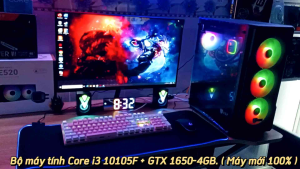 Bộ máy tính Mới 100% Core i3 10105F + GTX 1650-4GB DR6+ Màn hình 27in full HD