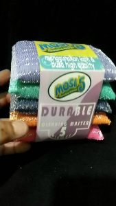 MOSI 5 isi 5 pcs Spon Cuci Sabut Gosok Metal Silver Ukuran 12 x 9 x 2 cm Kualitas Premium untuk Pembersihan Optimal