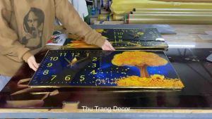 Đồng Hồ Tráng Gương Treo Tường “CÂY KIM TIỀN” In UV 5D Cao Cấp