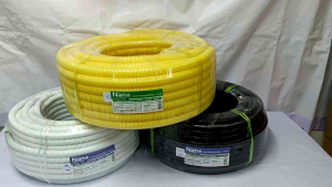 NANO ท่ออ่อนลายลูกฟูกพีวีซี มีสีดำสีเหลืองสีขาว หลายขนาด ความยาว 25-50 เมตร มี ISO14001-2015 มาตราฐานสิ่งแวดล้อมRoHS