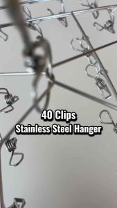 10 40 Stainless Steel Clothes Hanger with 10 Strong Clips – Durable and Rust-Resistant Drying Rack