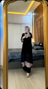 Setelan Tunik Syarla Long Set Rayon Diamond Premium Busui Model Kancing Setalan Tunik Mix Crincel Airflow Model Kancing