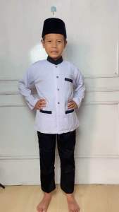 Baju  koko setelan anak sd anak smp seragam sekolah seragam ngaji baju koko setelan anak laki laki lengan panjang umur 6 sampai 16 tahun by aelizza collection bahan twiss millenium premium