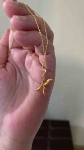 PAWNABLE 18K Saudi Gold Rope Chain(lightweight manipis)with 18K Saudi Gold Letter K Pendant(open back✨