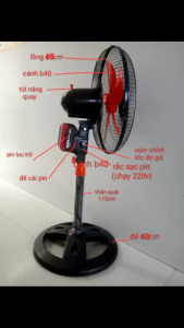 quạt cây b40 12V_24V gắn chân pin phổ thông