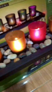 Lilin Gelas Kaca Dekorasi Set 5 Lengkap Holder Jewel Tone Candle Tray
