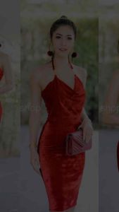 Delisya.id-Hyuna Midi Dress Bludru Draferi Bodycon Velvet 770