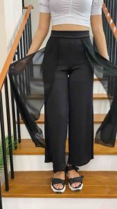 Delisya.id-Serry Celana Scuba Kombinasi Chiffon / Celana Wanita Kullot