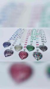 ชุดเงินสร้อยจี้หัวใจยาวสวมหัว