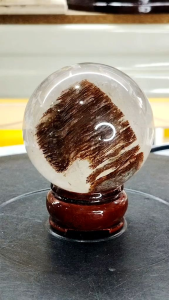 Natural Finest Brazil Thousand Layer Red Phantom White Quartz Crystal Ball Ornament
