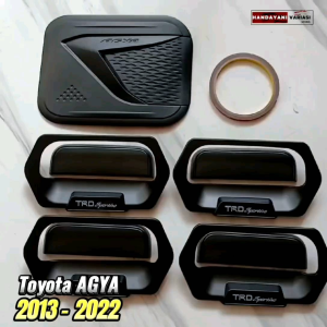 Paket Cover Handle Outer Pintu Tank Cover Mobil Toyota Agya 2013 2022 Hitam Trd Sportivo