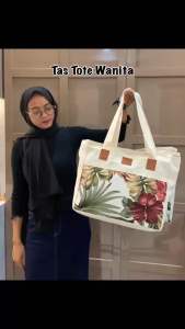 Marione - Tas TOTE KANVAS totebag kode FLOWER tas wanita laptop masuk