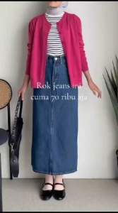 Rok Jeans Theana Skirt Wanita Kekinian-Highwaist Rok Span Theana