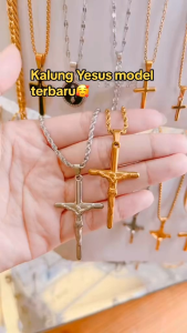 Kalung Emas Liontin Salib Pria & Wanita 100% Titanium Anti Karat