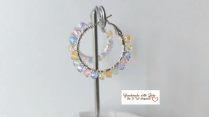 [D.T.C Crystals] 25mm Pastel Hoop Earrings Wire-wrapped with Swarovski Element Crystals