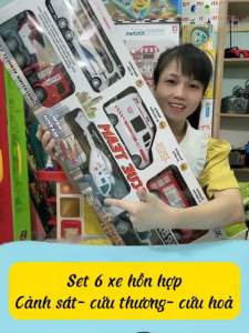 (Hộp cực lớn) Đồ Chơi 6 Xe Oto Dành Cho Các Bé - Loại Cao Cấp. Xe cứu hộ Xe cảnh sát Xe cứu hoả Xe công trình Ô tô Máy bay… Quà tặng cho bé