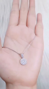 Kalung Titanium Rantai Set Liontin Permata Full Permata