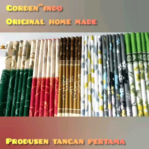 Gorden Jendela Panjang & Tirai Pintu Kamar Ukuran 220x135 Model Smokring Ring 12 Embos Polos Grey