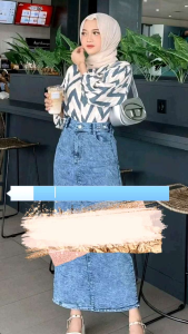 Highwaist Rok Jeans | Rok Jeans Wanita | Rok Skirt Theana | Standar & Jumbo