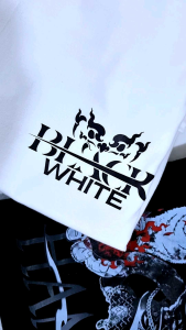 เสื้อลายไทยประยุกต์ Black&Whiteเสื้อยืด cotton100%