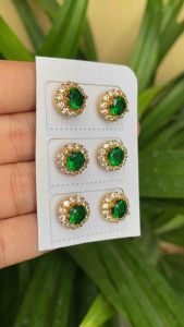 ANTING GOLD TUSUK BATU MERAH & HITAM KRISTAL XUPING ANTI LUNTUR BERKILAU