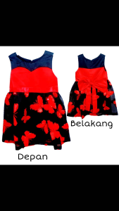 DRESS PESTA ANAK IMPORT KUTUNG BUTTERFLY BLACK RED