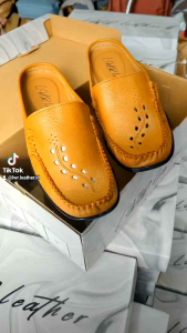 LWR Bustong Kulit Wanita - Sepatu Selop Wanita Kulit Sol Anti Slip Tidak Licin - Asli Kulit Sapi dengan Desain Elegan (Ready Size 36-40)