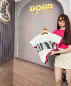 Áo thun babytee in sọc có size từ 35kg đến 68kg chất BORIP Xịn chống nhăn chống xù DOGA tay ngắn cổ tròn Mã 181