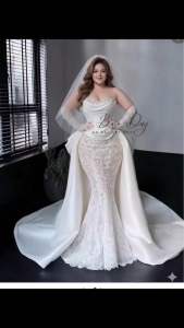VÁY CƯỚI CÁ BIGSIZE CÚP NGỰC LẤP LÁNH KÈM GĂNG TAY- VÁY CƯỚI CÁ CHO NÀNG CHUBBY SIÊU TỘ DÁNG