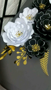 black & white paper flowers