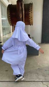 Gamis Putih Anak Perempuan Set Kerudung baju Manasik haji Bordir usia 2-12 Tahun