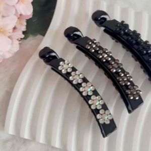 ‼️READY STOCK‼️(B108) Aesthetic Flower Beads Rhinestone 8cm Banana Hair Clip/ Fashion Hair Clip/ Hair Accessories