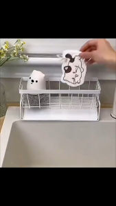 Kitchen Sink Countertop Storage Rack 304 Stainless Steel Sponge Cloth Drainage Holder Drain Basket