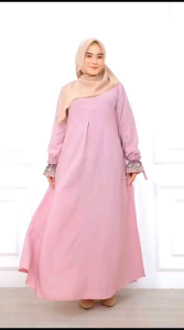 Abaya Queen Wolfis S-XXL Gamis Syari Lengan Pita Gamis Kekinian Lebaran 2024 Abaya Queen