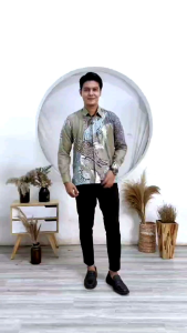 Kemeja Batik Pria Kain Katun Lengan Panjang Jumbo Motif Blarak Taro Batik Saudara