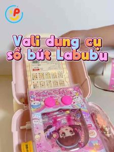 Vali đồ chơi quà tặng bất ngờ sổ bút sticker móc khoá Labubu