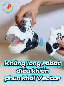 Robot Khủng Long Điều Khiển Phun Khói Xoay 360 độ Pin Sạc PeeKaPaw Toys