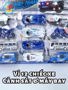 Vỉ 12 chiếc xe cảnh sát và máy bay chạy trớn BQ600-15 PeeKaPaw Toys