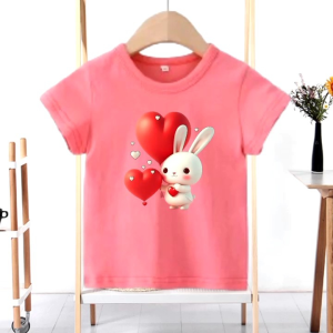 Kaos Anak Cewek Motif Kelinci Love 2 Kaos Oblong Perempuan Lengan Pendek 2-12 tahun