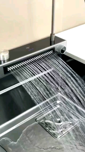 Chậu Rửa Bát 1 Hố Thác Nước Hiển Thị Nhiệt Độ 3 Chế Độ Mới Nhất Đen Xám 304