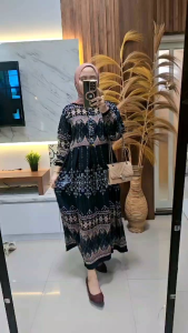 Sisilia Midi Dress Crinkle Air Flow Premium Printing Mayung