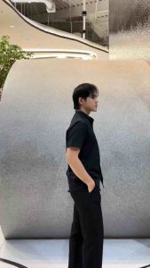 Se:t Shirt เสื้อเชิ้ตคอจีนแขนสั้น (สีดำ)