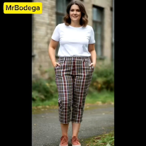 Plus Size Checkered Tokong Pants with Pockets for Women 1Size fit up to 40 Waist