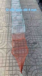 Lú bát quái 12 cửa ngục bắt cá tôm 18 khung(13 hom) dài 4m (25x35cm) mắt lưới 1p5 va 25p đỏtrắngxanh