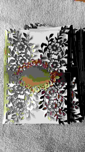 5X7 (5R) INVITATION CARD COVER GATEFOLD TYPE/FLORAL DESIGN W/BELT